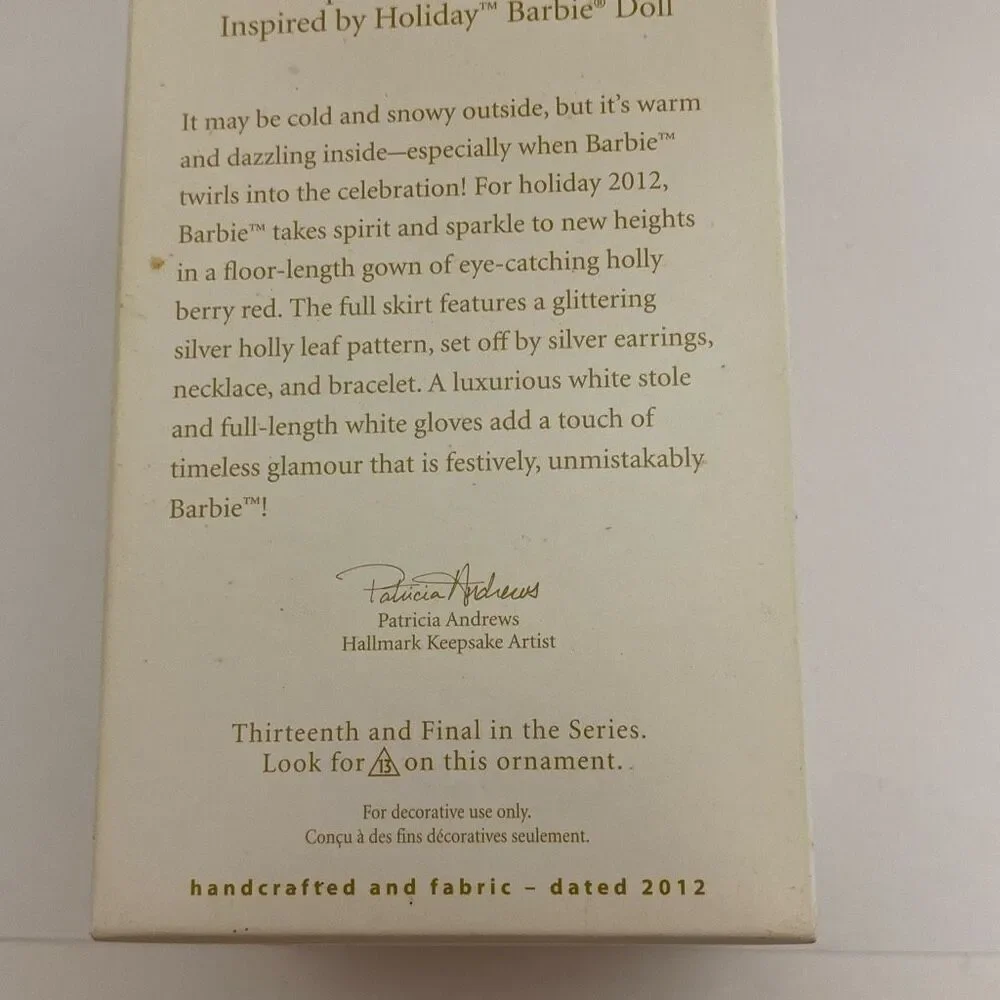 Hallmark Keepsake Red Special 2012 Edition Series Celebration Barbie Ornament OS